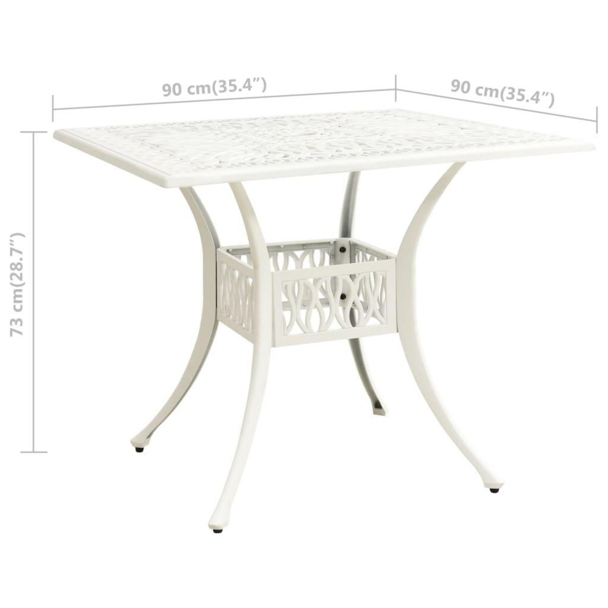 VIDAXL Table de jardin Blanc 90x90x73 cm Aluminium coule