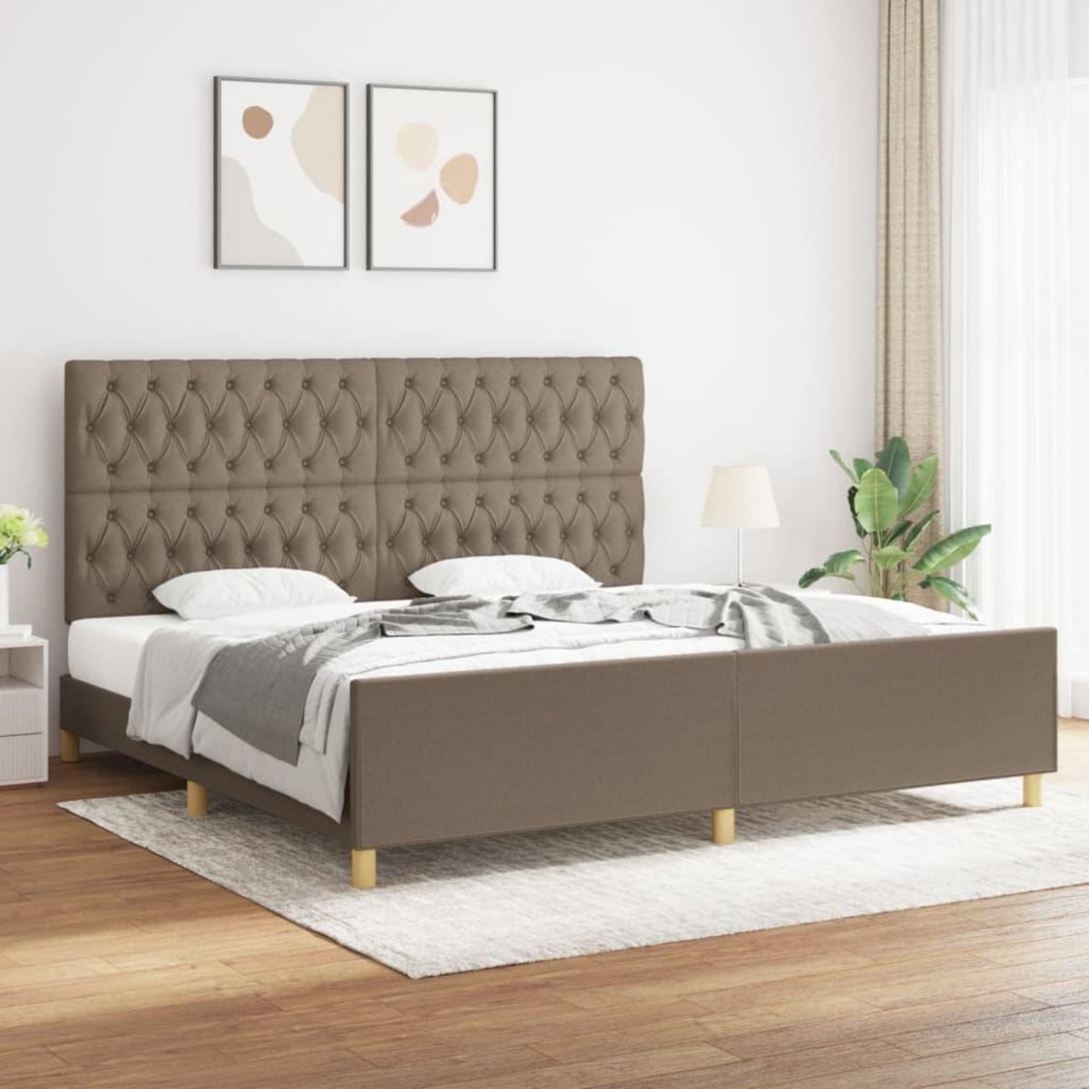VIDAXL Cadre de lit sans matelas et tete de lit taupe 200x200 cm tissu