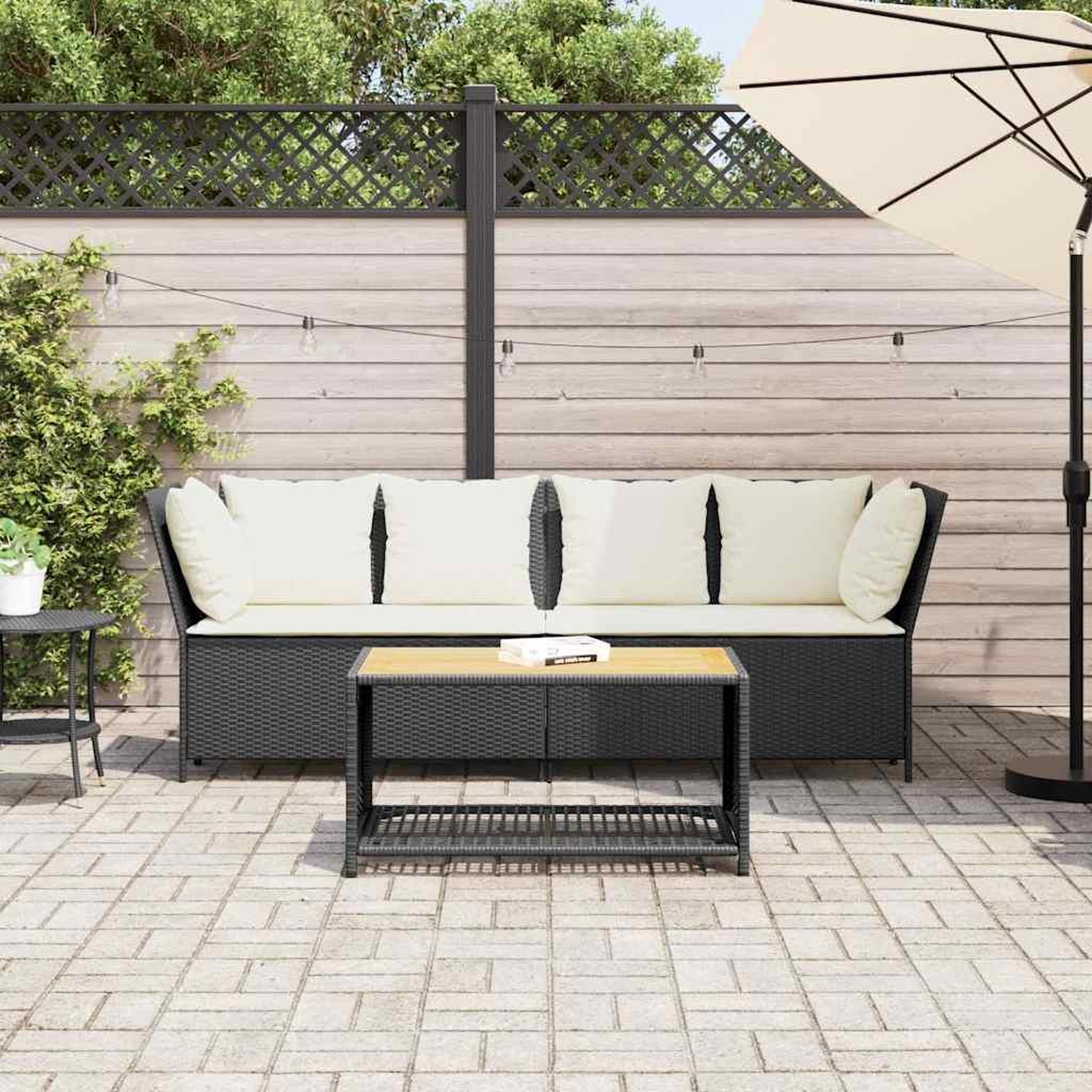 Voir la diapositive 3 : VIDAXL Canape de jardin avec coussins Noir Resine tressee