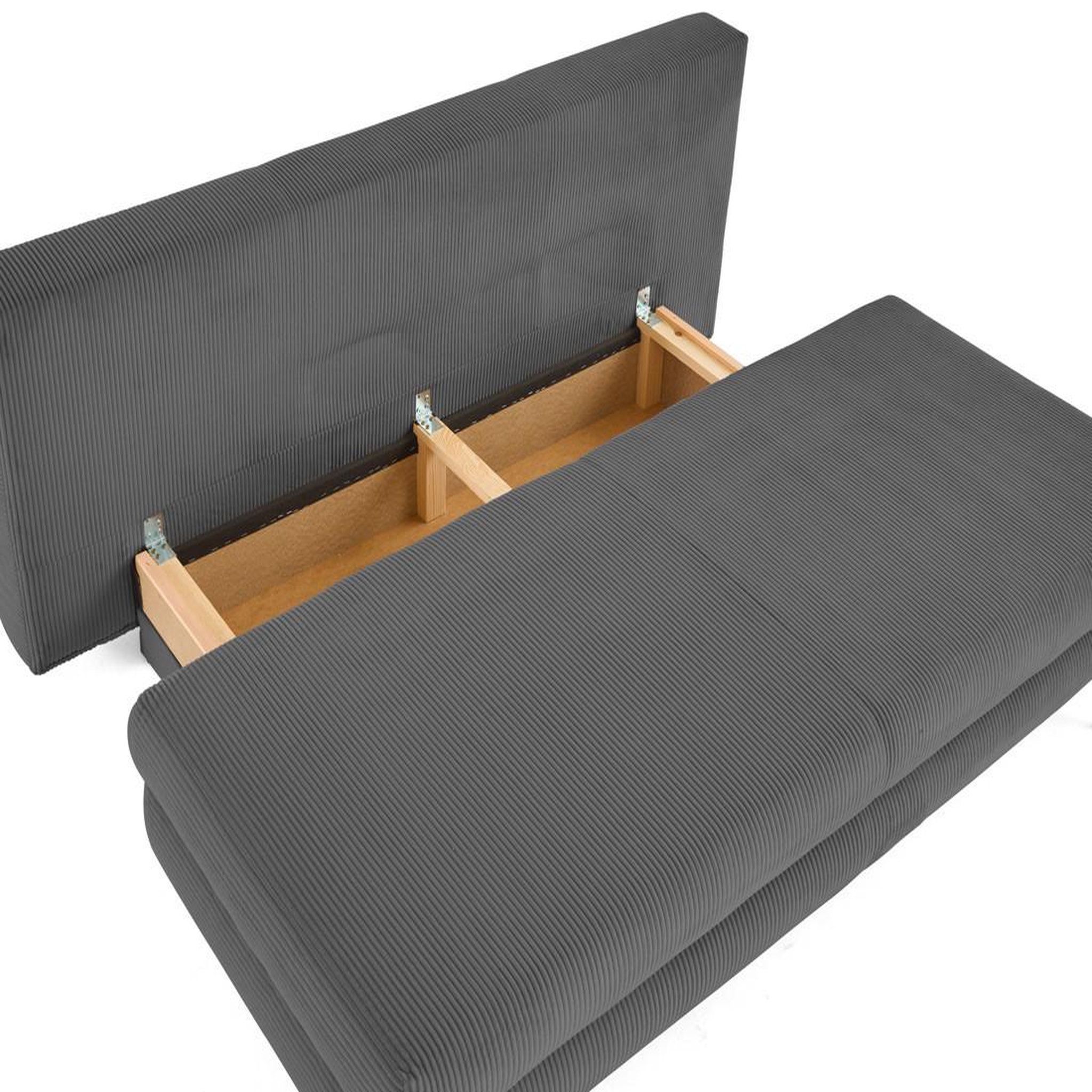 Voir la diapositive 3 : BEST MOBILIER Elton - canapé 3 places convertible avec coffre en velours côtelé