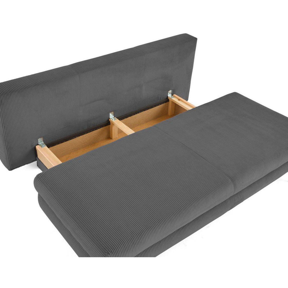 BEST MOBILIER Elton - canapé 3 places convertible avec coffre en velours côtelé