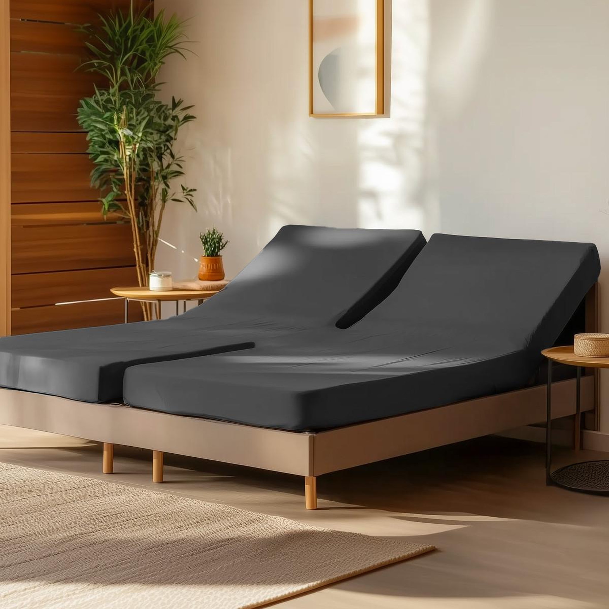 Voir la diapositive 1 : Sensei Maison Drap housse en percale de coton pour lit articulé SOFT PERCALE