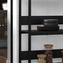 Voir la diapositive 5 : HOMCOM Îlot central de cuisine - 2 étagères, plateau - dim. 100L x 50l x 90H cm -  châssis acier panneaux noirs plateau aspect marbre blanc