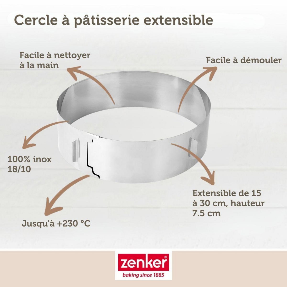 ZENKER Ensemble de 2 Cercles à pâtisserie réglable Zenker Smart Pastry