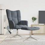 VIDAXL Chaise de relaxation avec tabouret Gris fonce Velours
