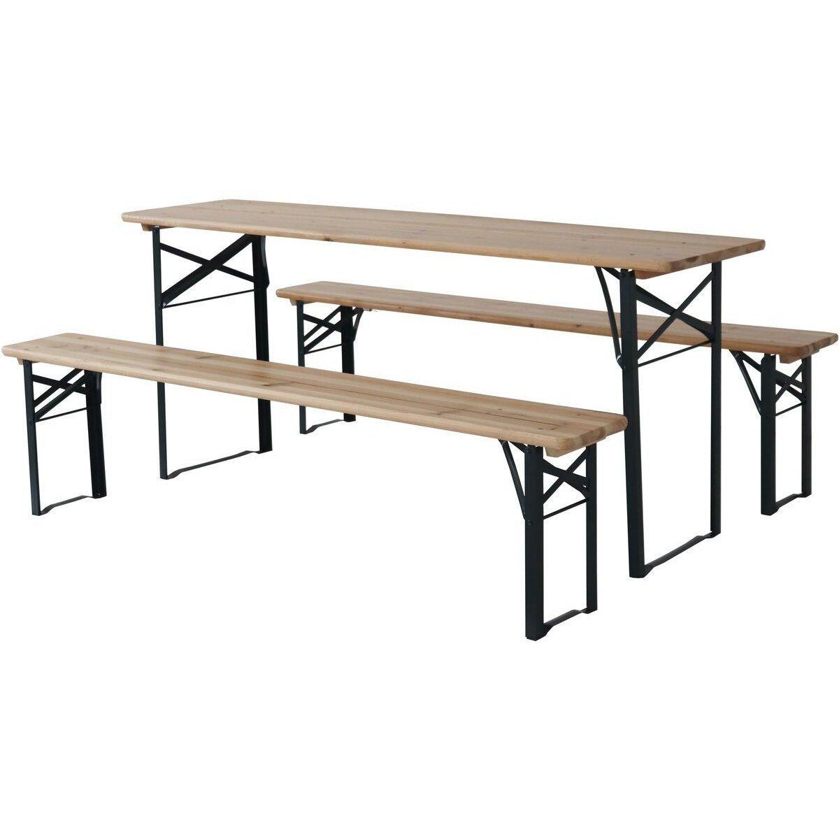 Habitat et Jardin Table de jardin brasserie pliante avec 2 bancs   Lisbonne   - 176 x 46 x 75 cm -  Marron