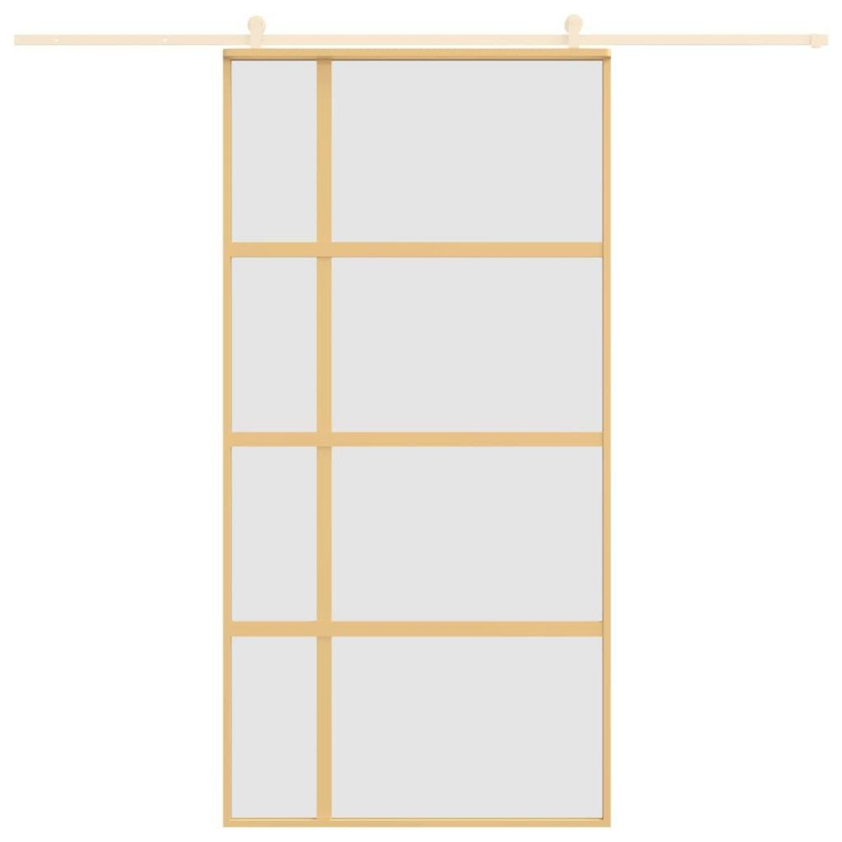 VIDAXL Porte coulissante dore 102,5x205 cm verre ESG depoli aluminium