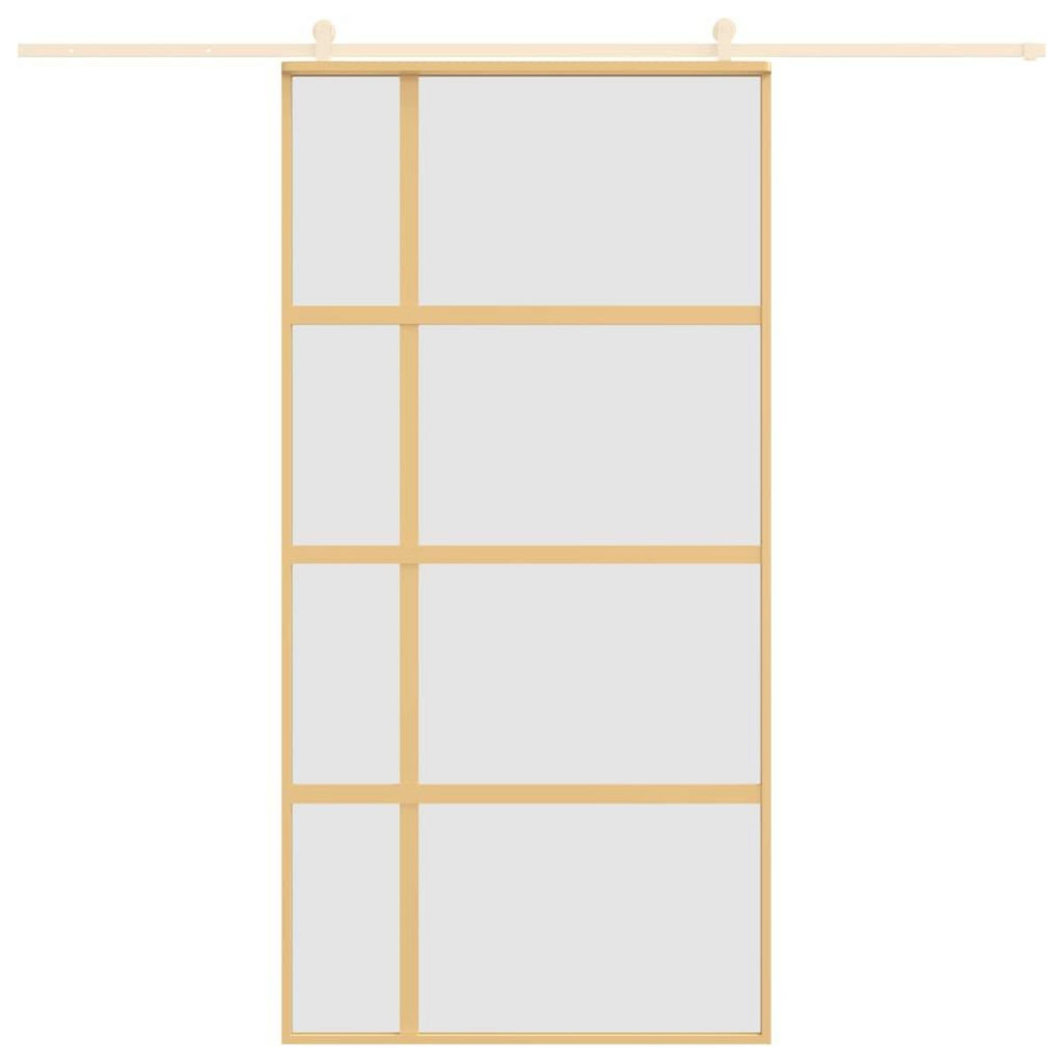 VIDAXL Porte coulissante dore 102,5x205 cm verre ESG depoli aluminium