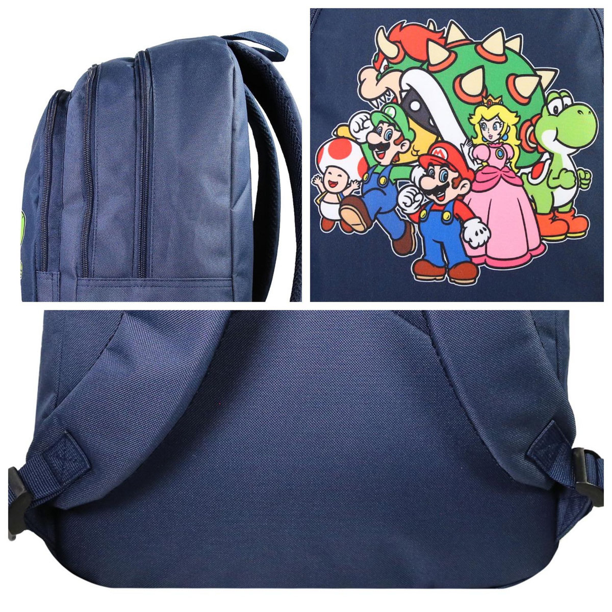 Bagtrotter Bagtrotter - Super Mario - Sac à Dos Scolaire - Marine -  2 Compartiments Zippés - 1 Poche Zippée - 32x16x46cm - Bretelles Matelassées - Dos Matelassé - Matière Polyester - Sac à Dos Scolaire Primaire