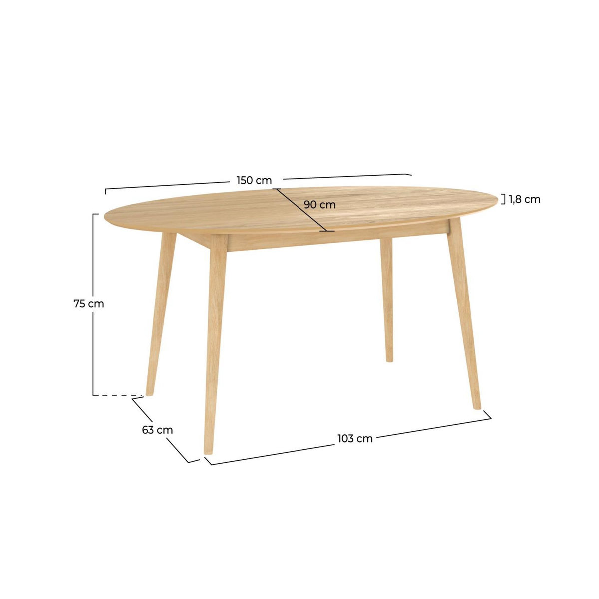 Rendez vous déco Table ovale Eddy 6 personnes en bois