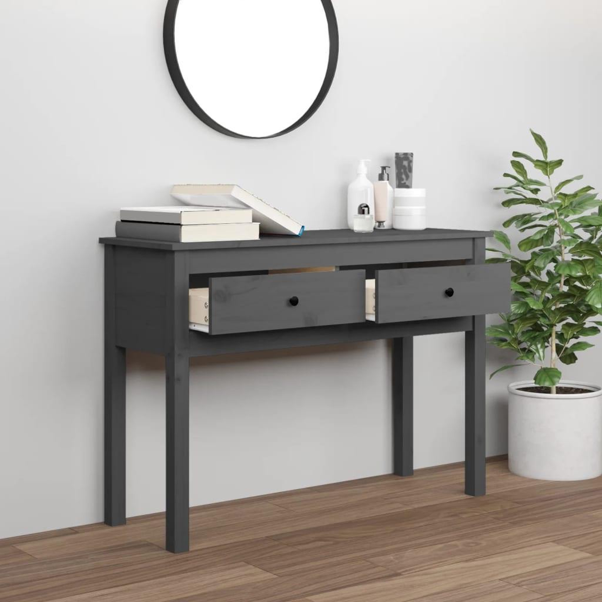 Voir la diapositive 3 : VIDAXL Table console Gris 100x35x75 cm Bois massif de pin