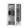 Voir la diapositive 4 : PARISOT Armoire VARIA - Décor blanc - 3 portes battantes + miroir + 2 tiroirs - L 120 x H 185 x P 51 cm - PARISOT