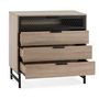 Voir la diapositive 4 : VS VENTA-STOCK Commode de nuit Hera 3 tiroirs 1 porte coloris bois