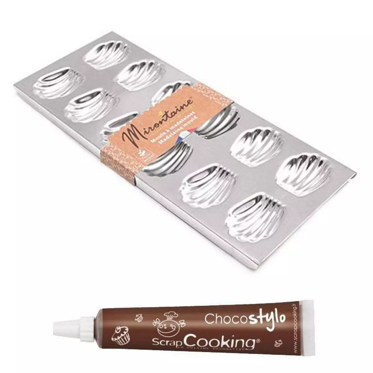 SCRAPCOOKING Moule à madeleines en fer blanc 12 empreintes + 1 Stylo chocolat