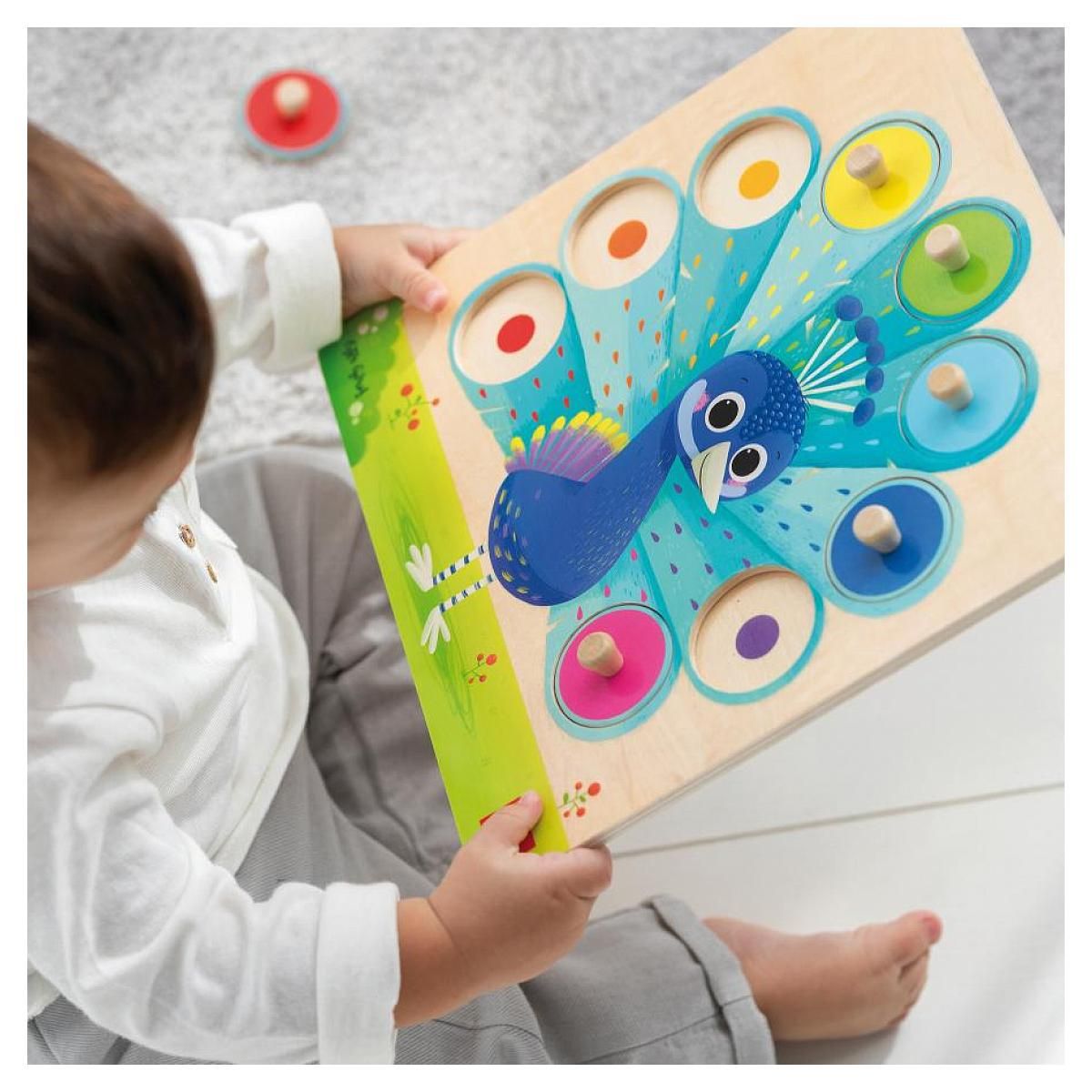 Goula Puzzle paon 9 pieces en bois