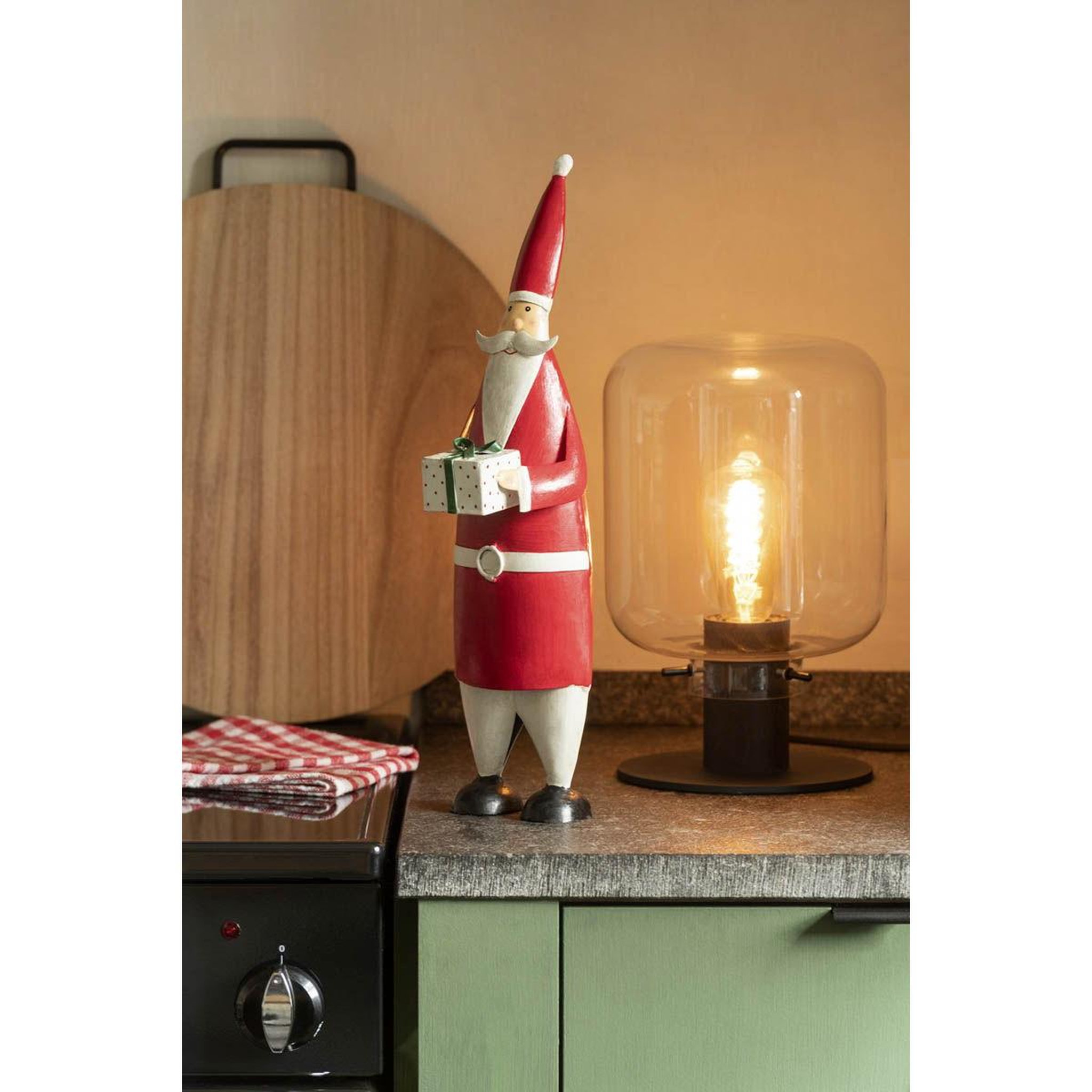 Voir la diapositive 4 : J-LINE Statuette déco père noël  cadeau  44cm rouge