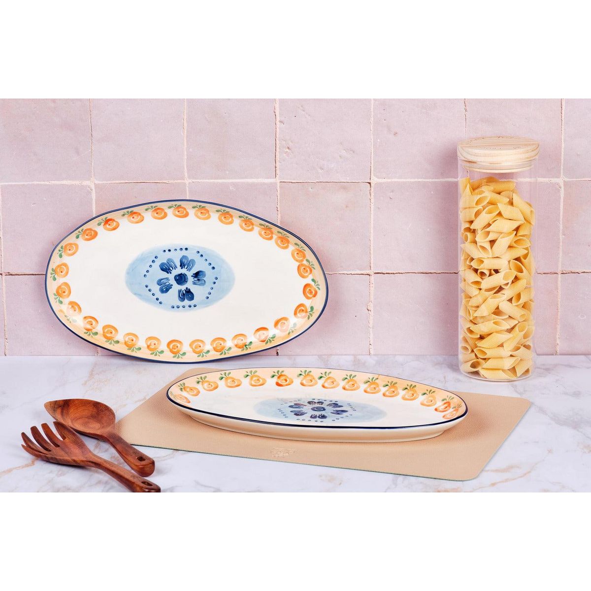 BJORN Plateau de service NAPOLI 36,5 x 22cm - 2 pièces - Agrume