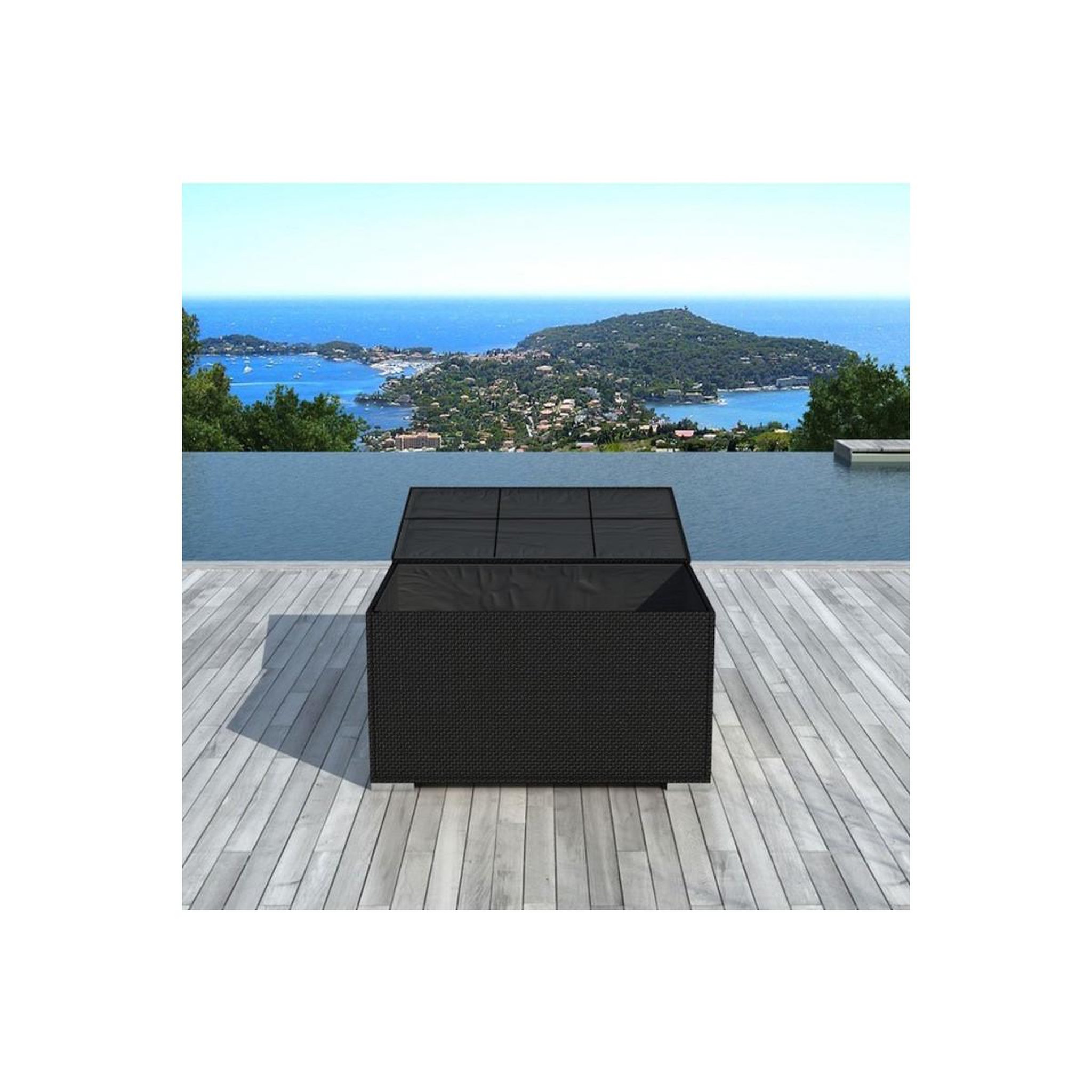 Voir la diapositive 4 : Paris Prix Coffre de rangement en résine  tressé  132cm noir