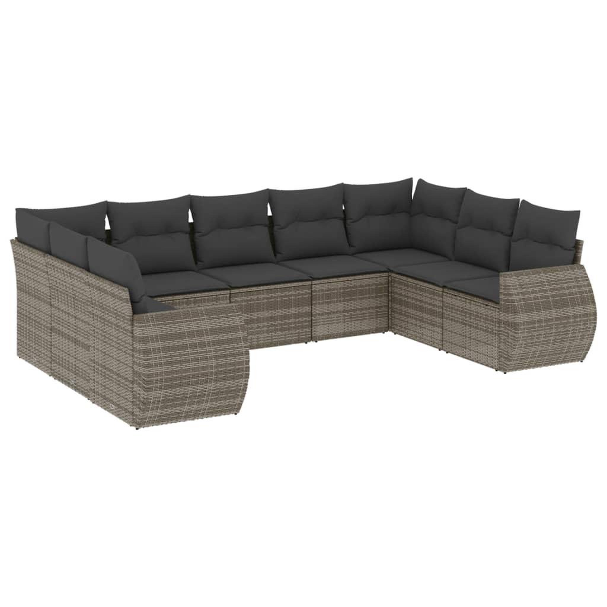 Voir la diapositive 2 : VIDAXL Salon de jardin 9 pcs avec coussins gris resine tressee
