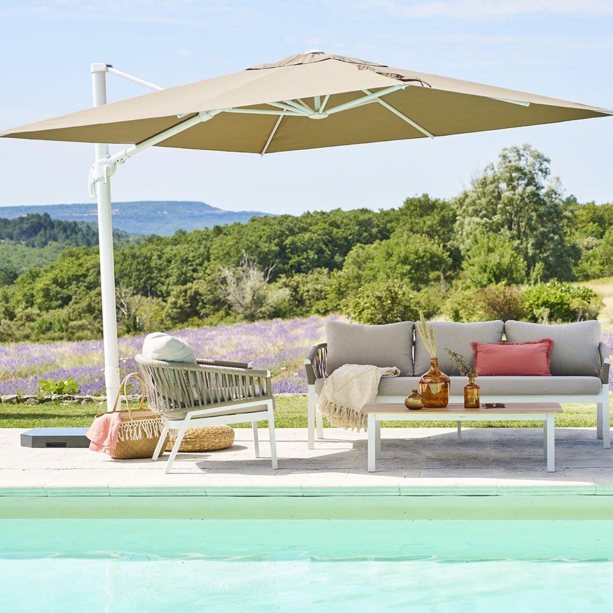 HESPERIDE Parasol déporté Carré Melhia