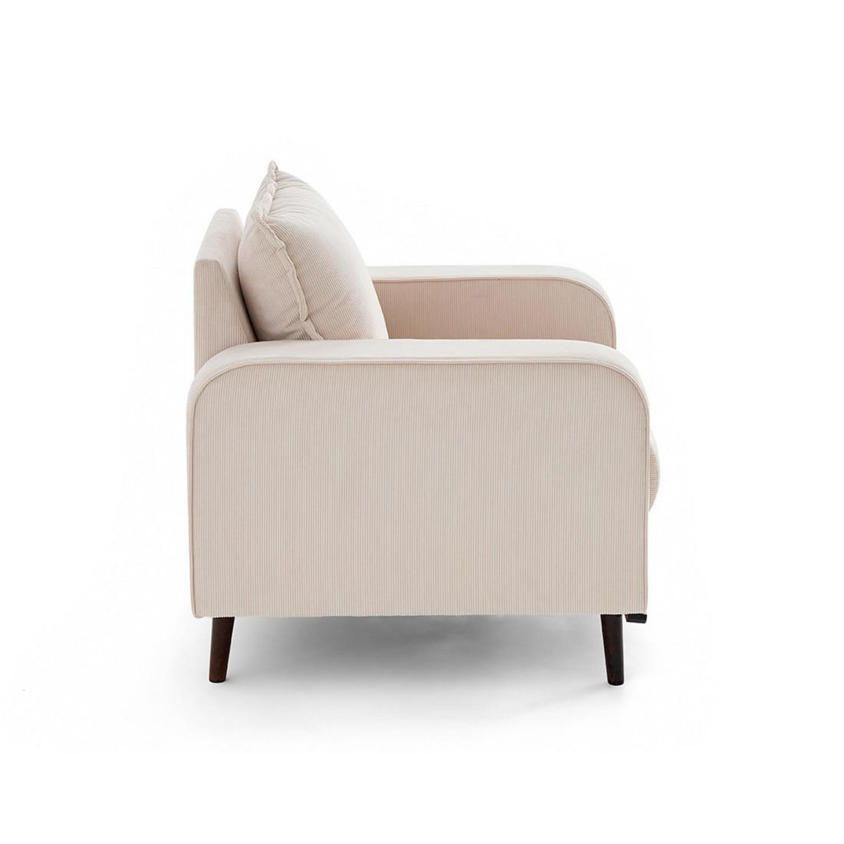 LISA DESIGN Albane - fauteuil en velours côtelé pieds bois foncé