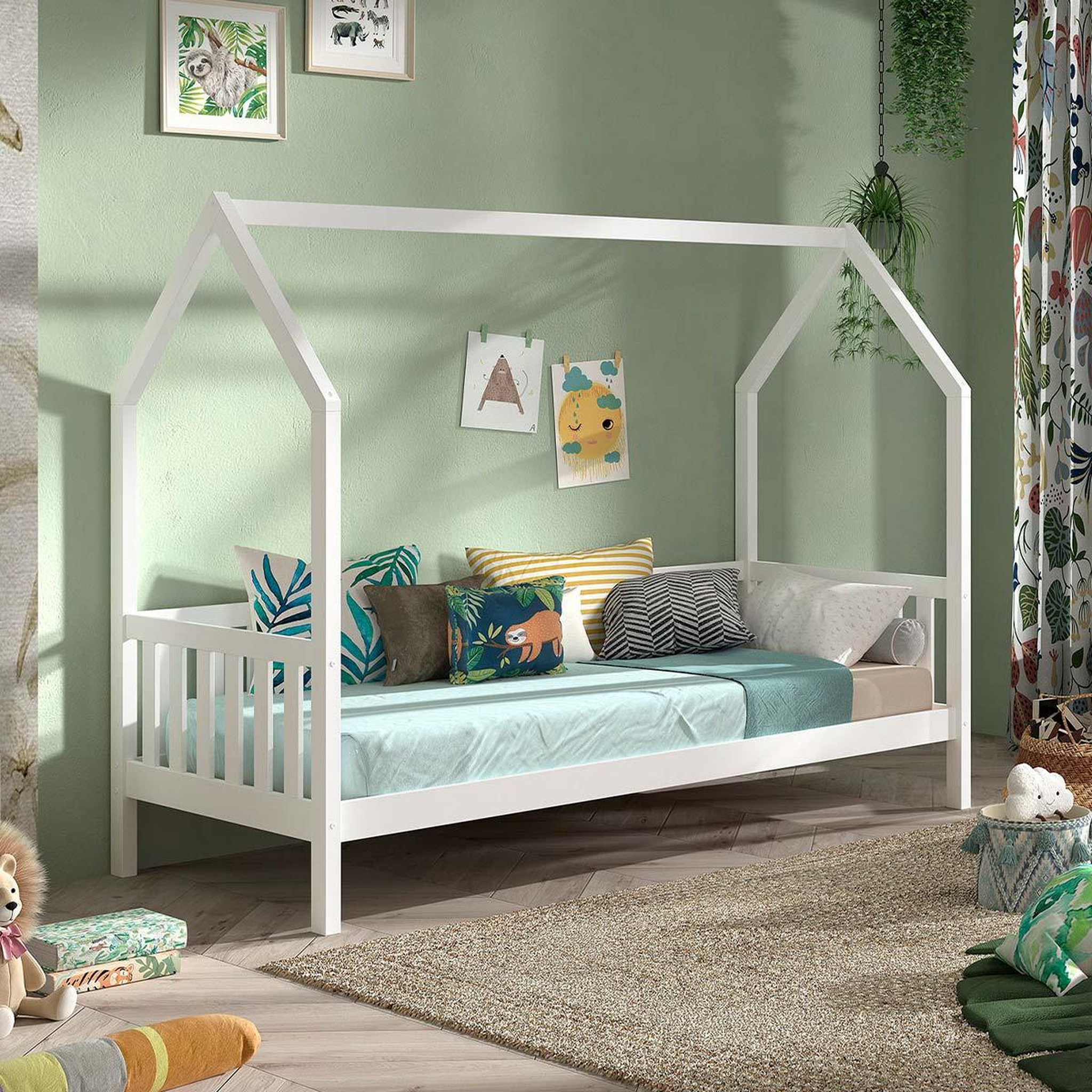 Voir la diapositive 3 : Paris Prix Lit enfant  cabane  90x200cm blanc