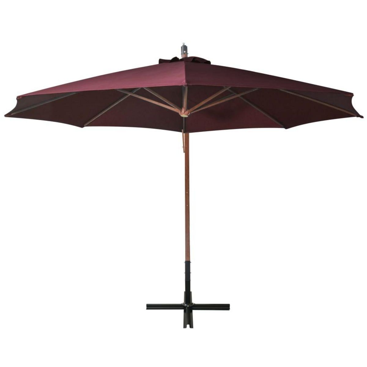 VIDAXL Parasol de jardin suspendu et mat rouge bordeaux bois de sapin