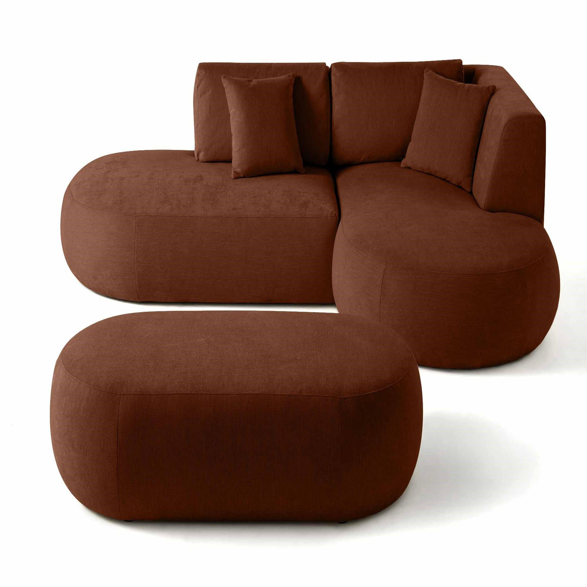 Voir la diapositive 1 : LISA DESIGN Santorini - canapé modulable d'angle droit + pouf - 4 places - en tissu texturé