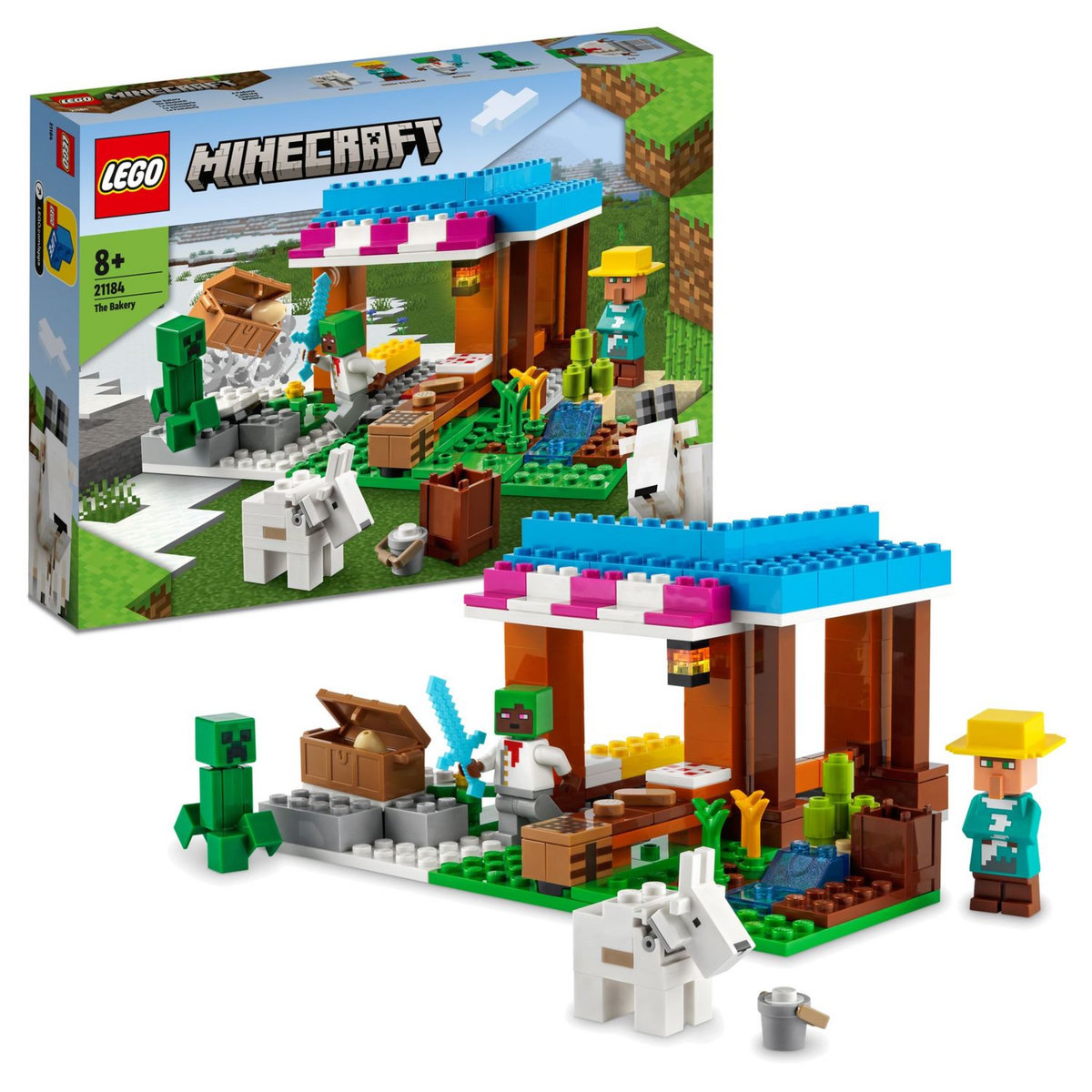 LEGO Minecraft 21184 La Boulangerie, Jouet pour Enfants 8 Ans et Plus Avec Figurines