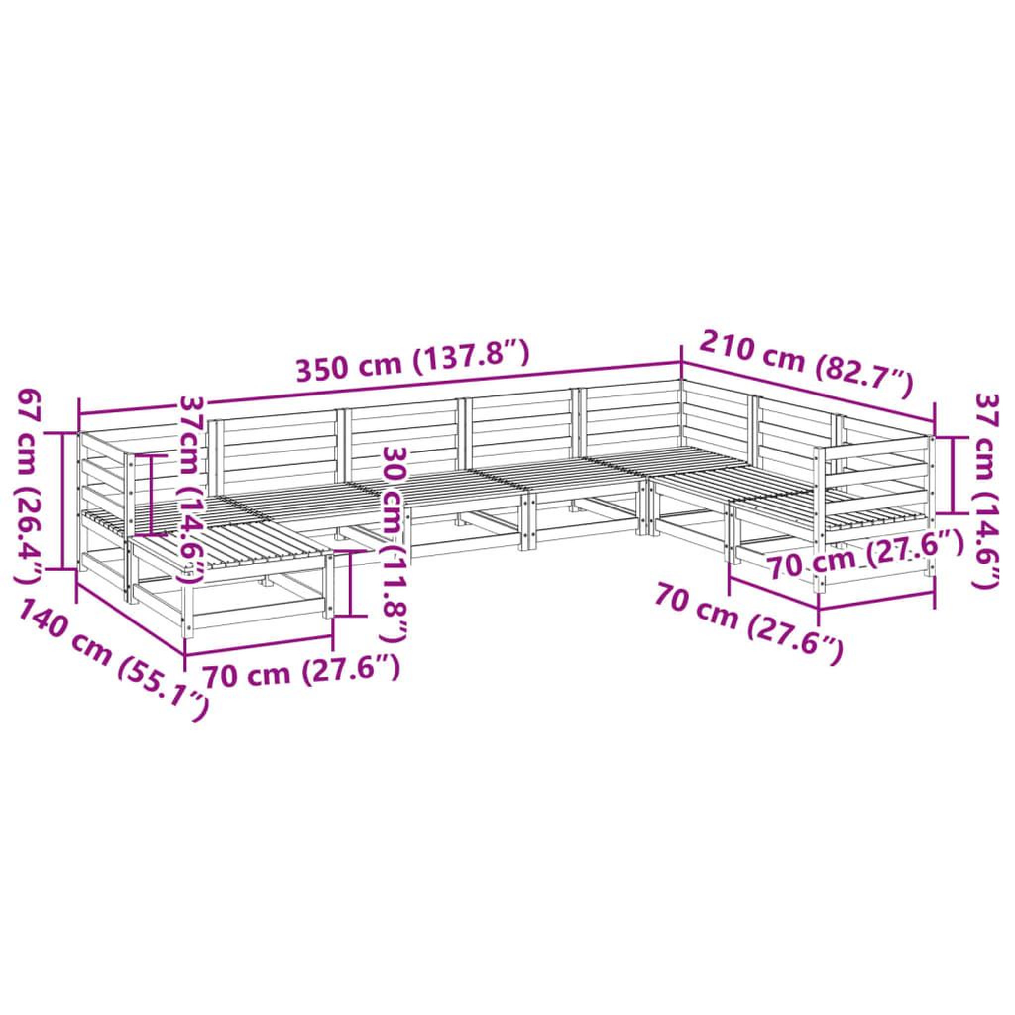 Voir la diapositive 6 : VIDAXL Salon de jardin 8 pcs bois de pin massif