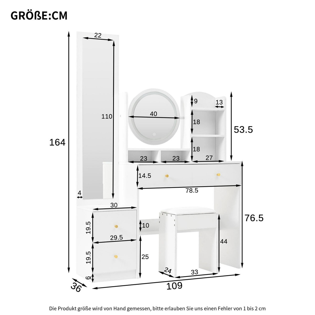 MERAX Coiffeuse coloris blanc panneaux de particules