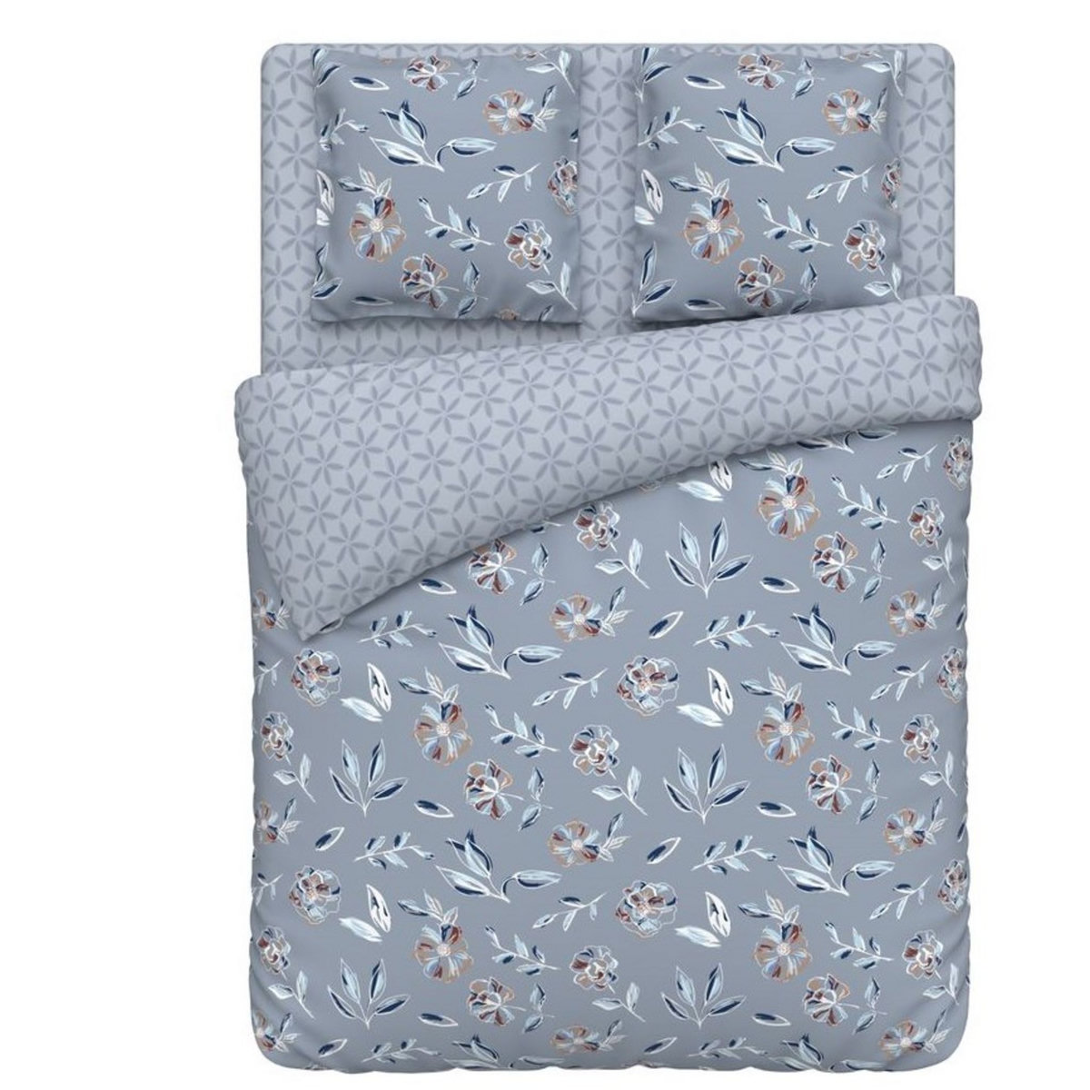 ACTUEL Parure housse de couette fantaisie en flanelle motif floral JOSIE