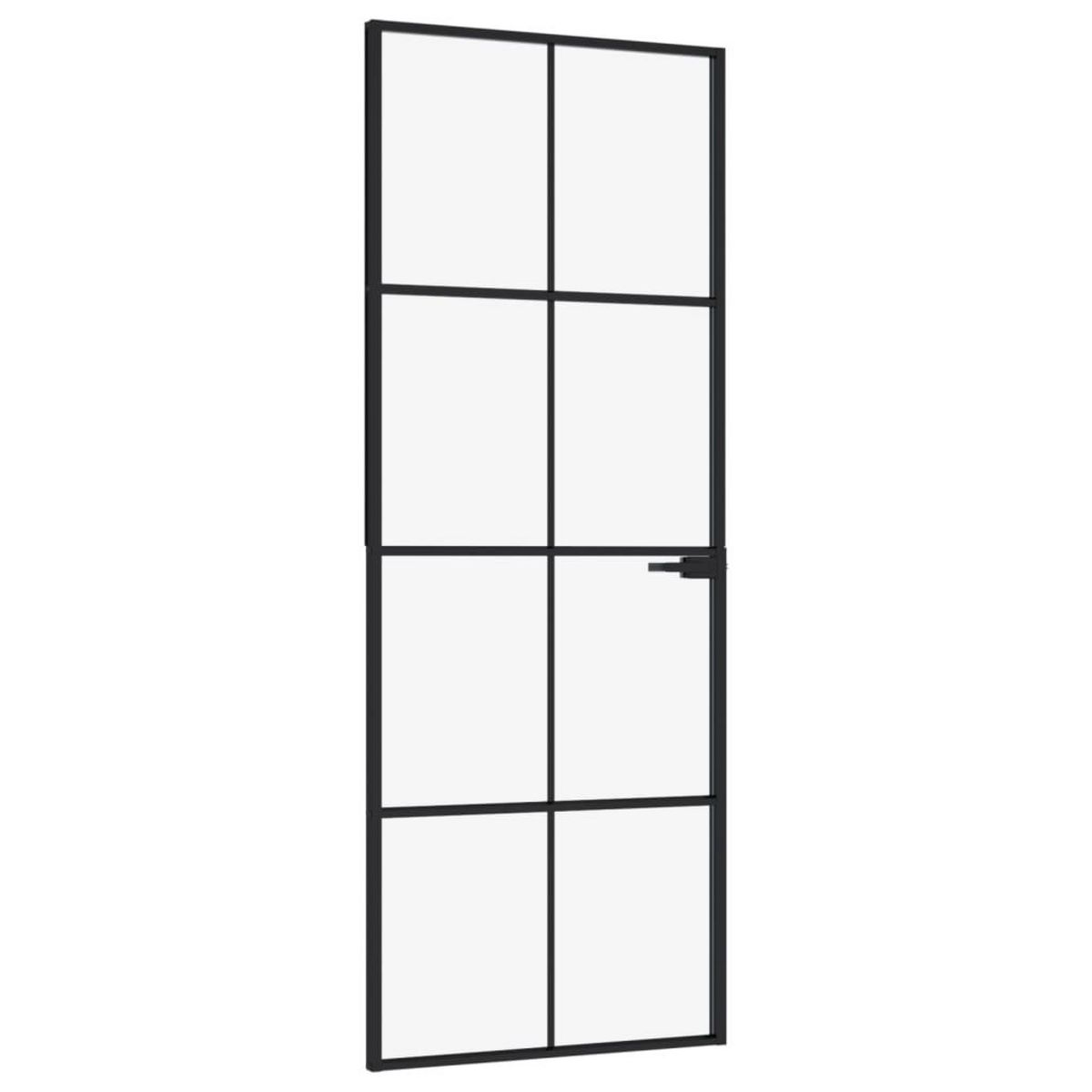 VIDAXL Porte d'interieur Noir 76x201,5 cm Trempe verre aluminium fin