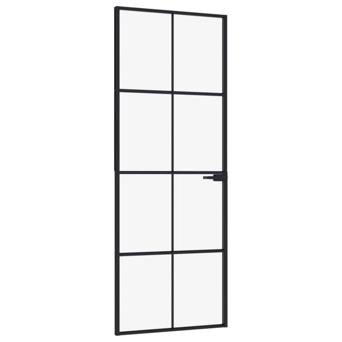 VIDAXL Porte d'interieur Noir 76x201,5 cm Trempe verre aluminium fin