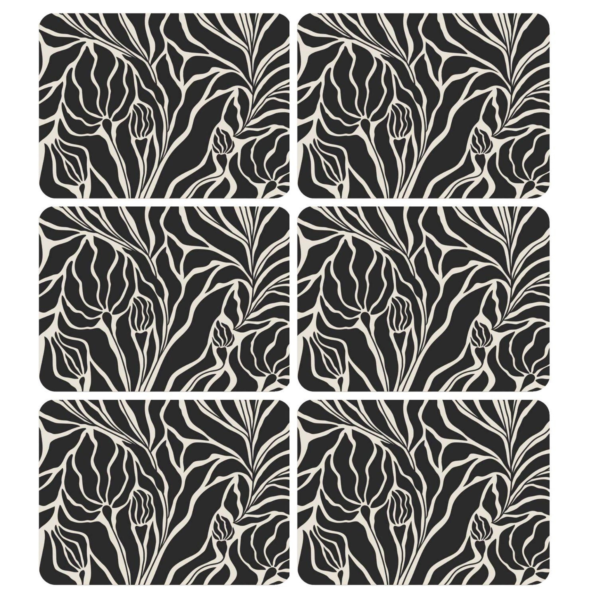 HABITABLE Lot de 6 sets de table LILITH - 28 x 43 cm - Noir et blanc