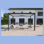 Pergola Bioclimatique autoportée Motorisée (4 pieds) 3x4 m - Aluminium - Anthracite/Blanc VS OMBREA®