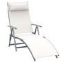 Voir la diapositive 1 : OUTSUNNY Outsunny transat chaise longue bain de soleil pliable dossier inclinable multi-positions têtière fournie 137L x 64l x 101H cm métal époxy textilène beige