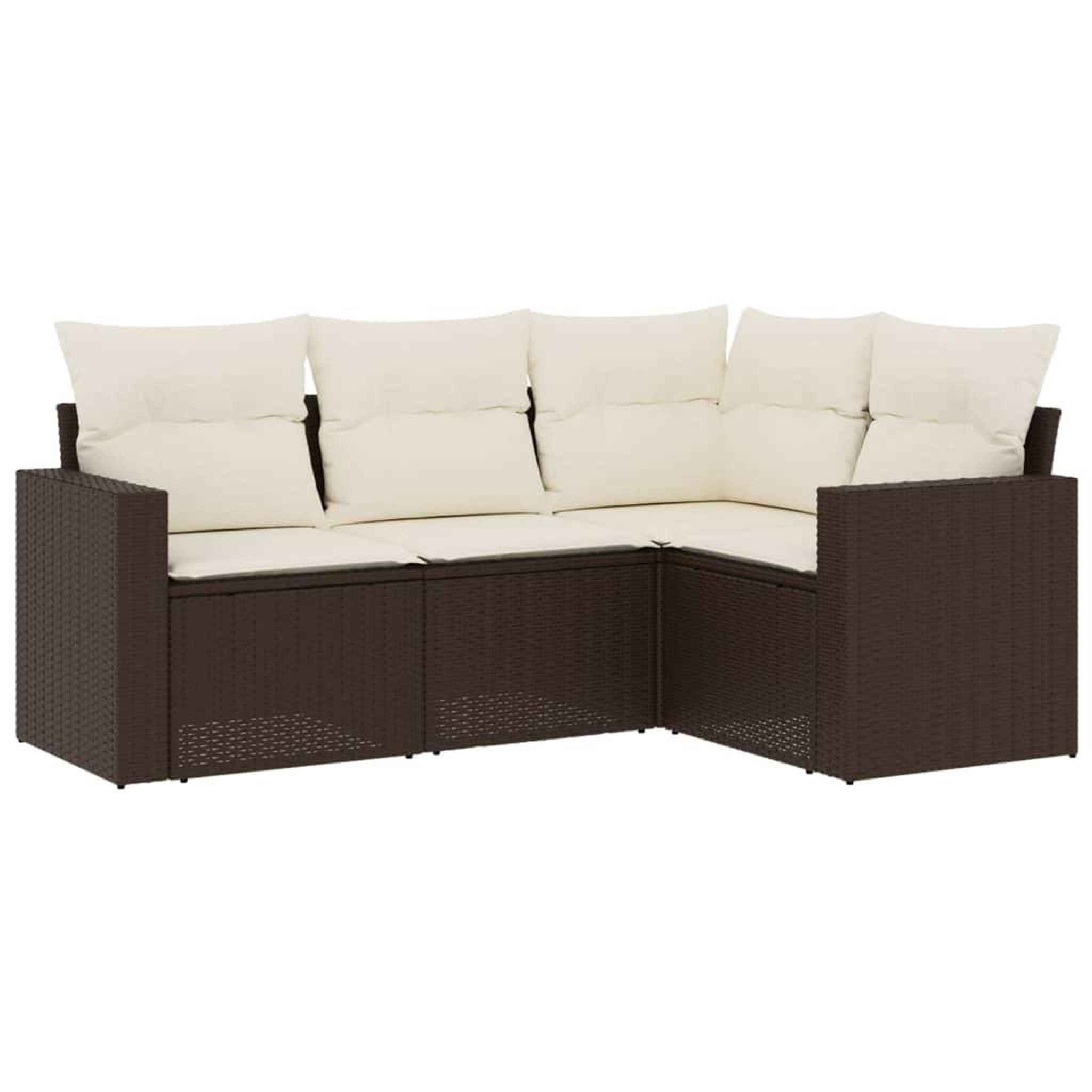 Voir la diapositive 2 : VIDAXL Salon de jardin 4 pcs avec coussins marron resine tressee