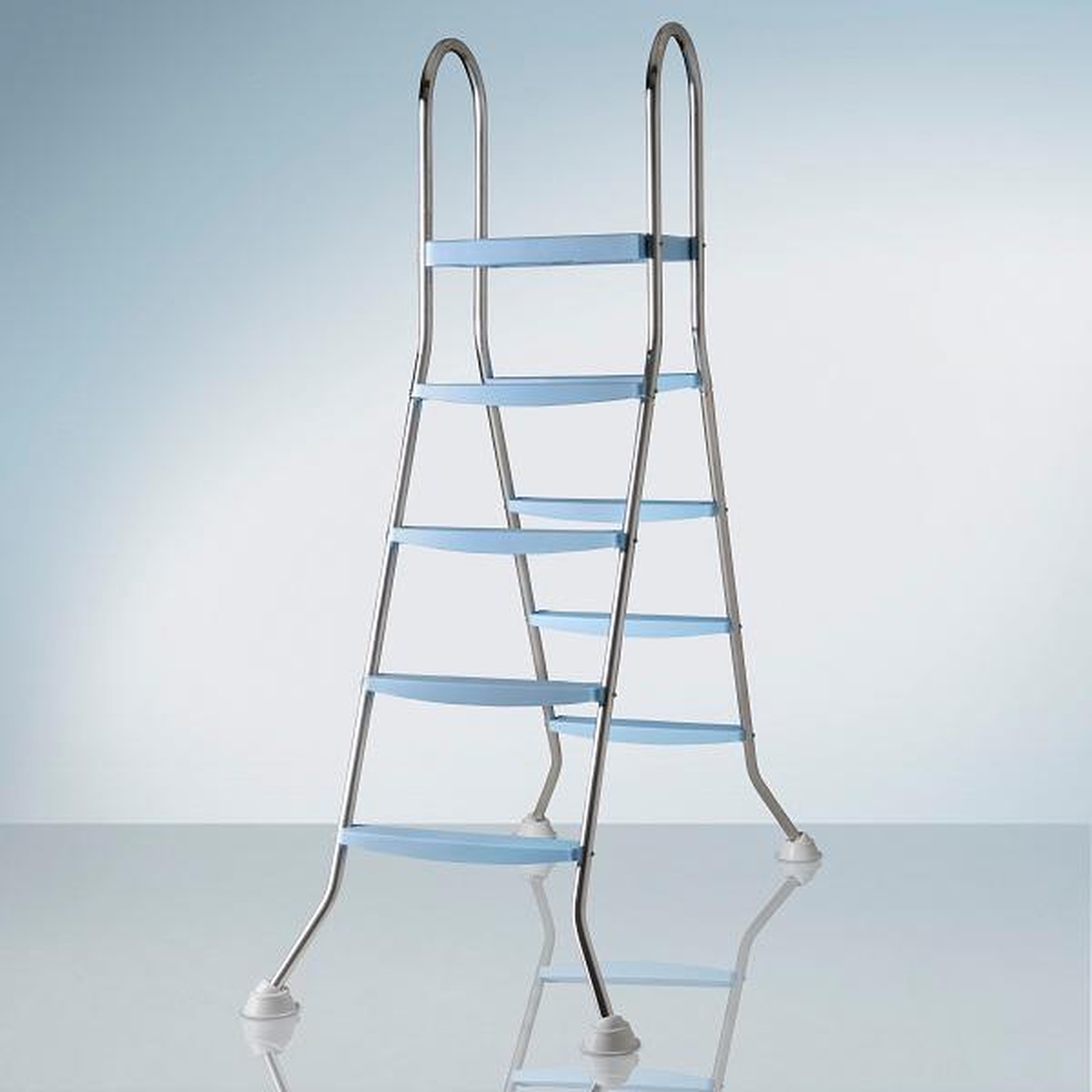 GRE Echelle inox 2x4 marches + Plateforme pour piscine hors sol 1,42m