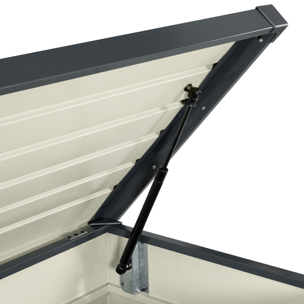 ID MARKET Coffre de rangement métal verrouillable gris anthracite pour jardin 600L 165x70x63 cm