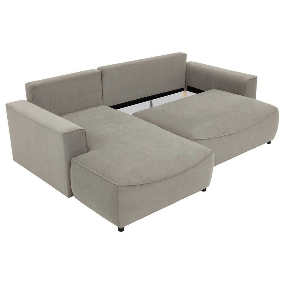 BEST MOBILIER Aurelia - canapé d'angle gauche 4 places convertible avec coffre en tissu texturé