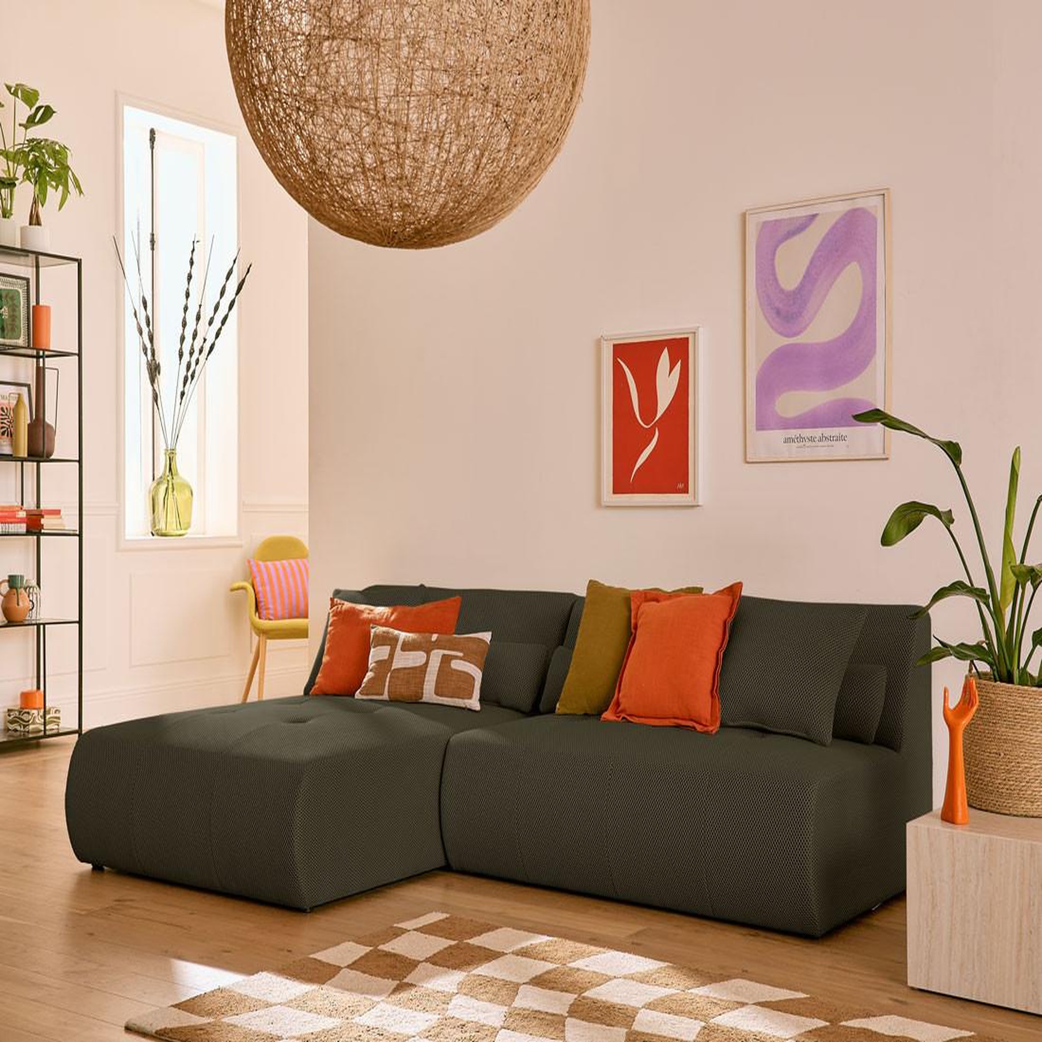 Voir la diapositive 1 : LISA DESIGN Onyx - canapé modulable d'angle réversible 4 places - en tissu mailles 3d