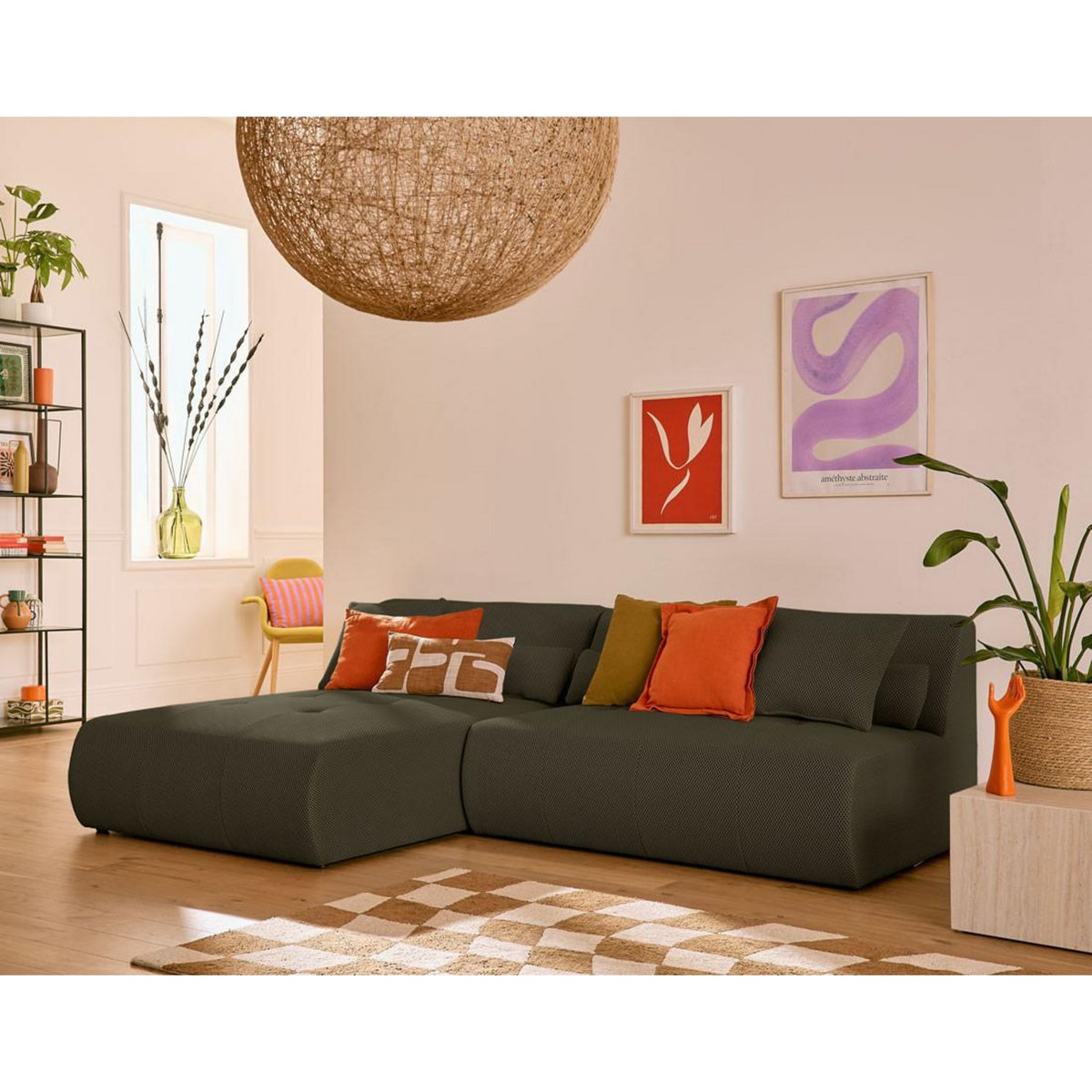 LISA DESIGN Onyx - canapé modulable d'angle réversible 4 places - en tissu mailles 3d