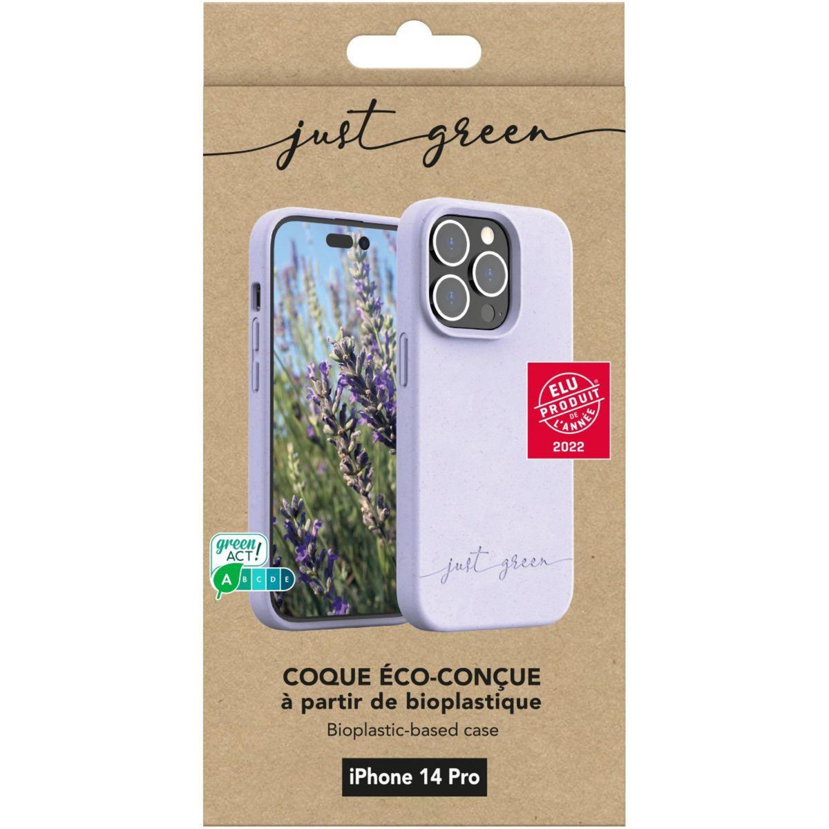 JUST GREEN Coque iPhone 14 Pro Bio Lavande