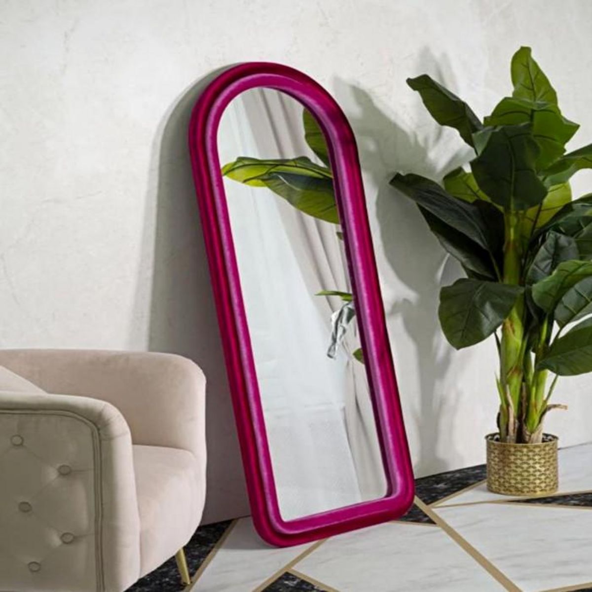 Paris Prix Miroir Mural en Velours  Chloé  160cm Fuchsia
