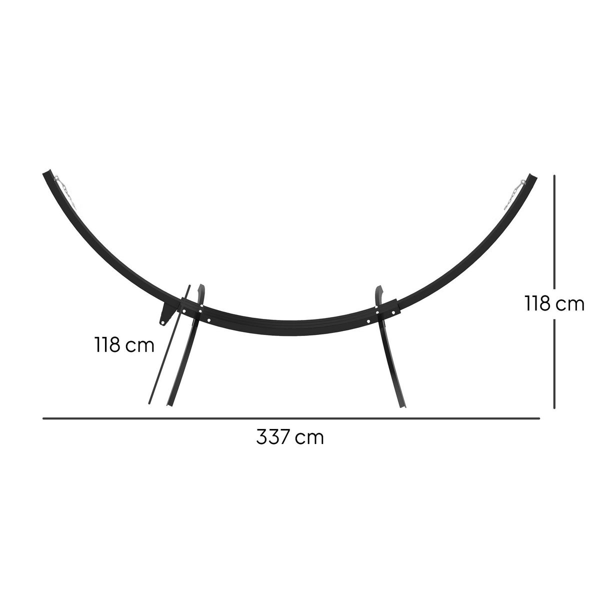 OUTSUNNY Support de hamac en métal avec roue de déplacement max. 150 Kg - chaînes, mousquetons - métal noir