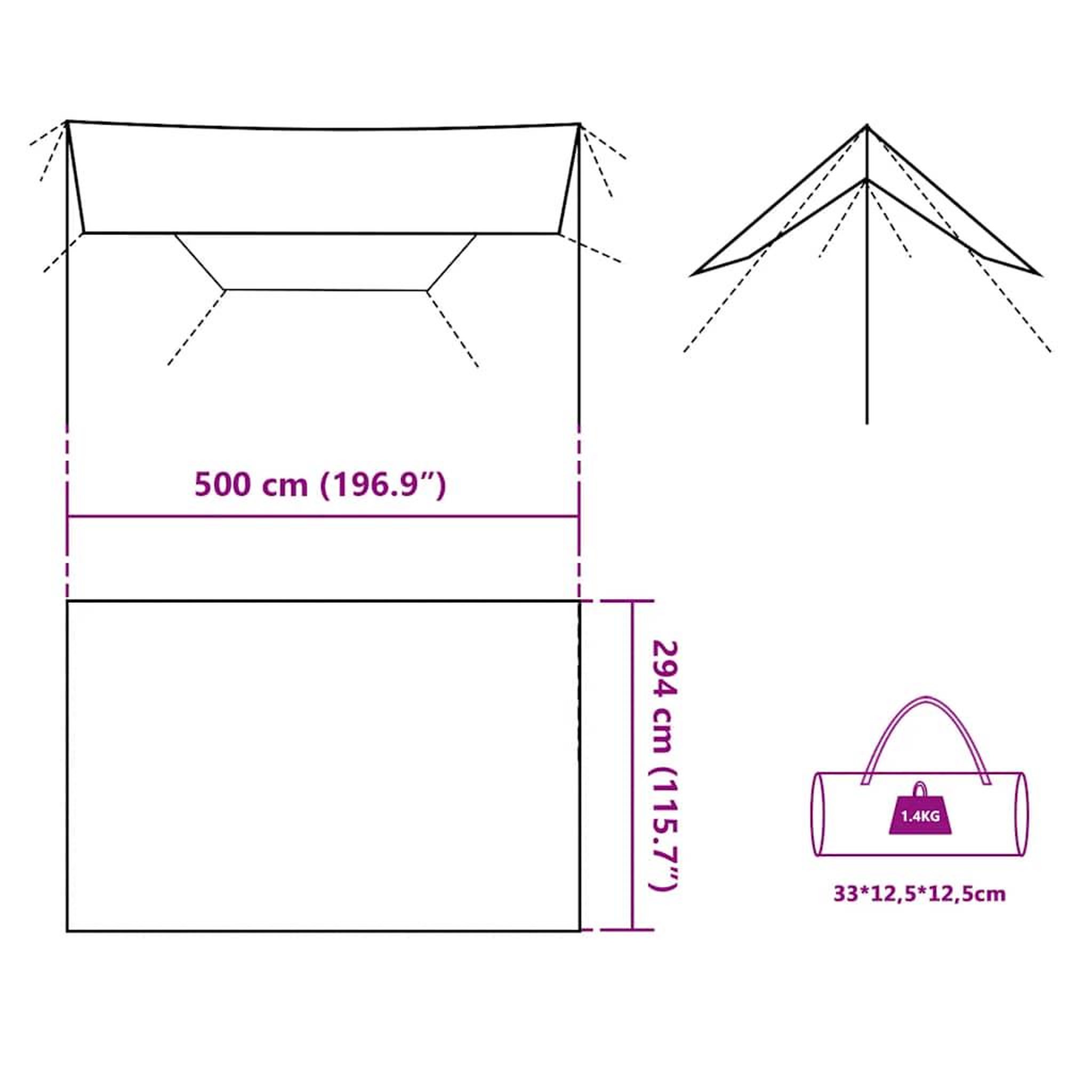Voir la diapositive 6 : VIDAXL Bache de camping gris et orange 500x294 cm impermeable