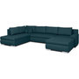 Voir la diapositive 3 : MARKET24 Canapé d'angle panoramique convertible -7 places - INDIAN - Tissu 100% polyester - Bleu canard - 360 x 228 cm