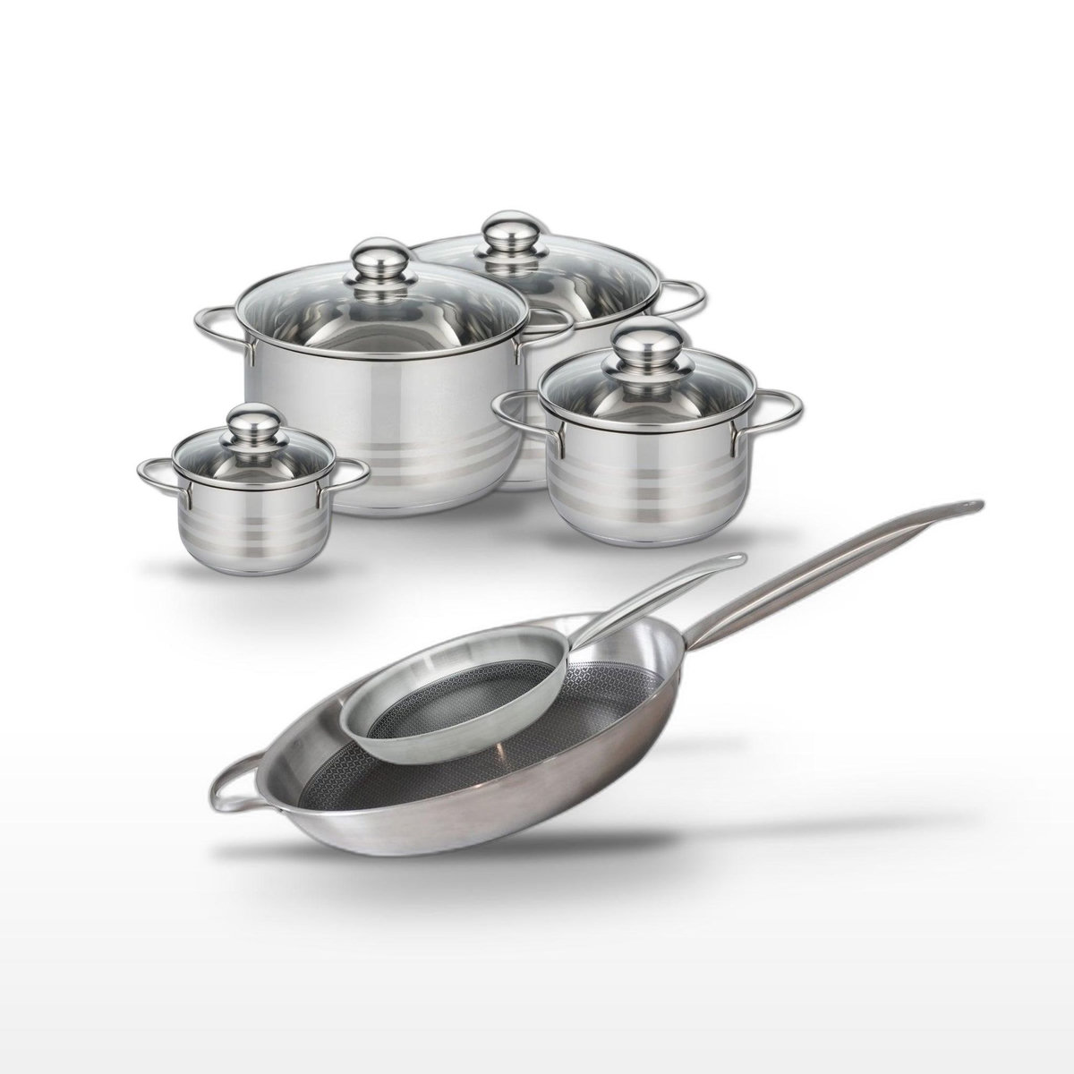 ELO Lot 2 Poêles 24/32cm et 4 Faitouts 12/16/20/24cm Elo Relief Solution