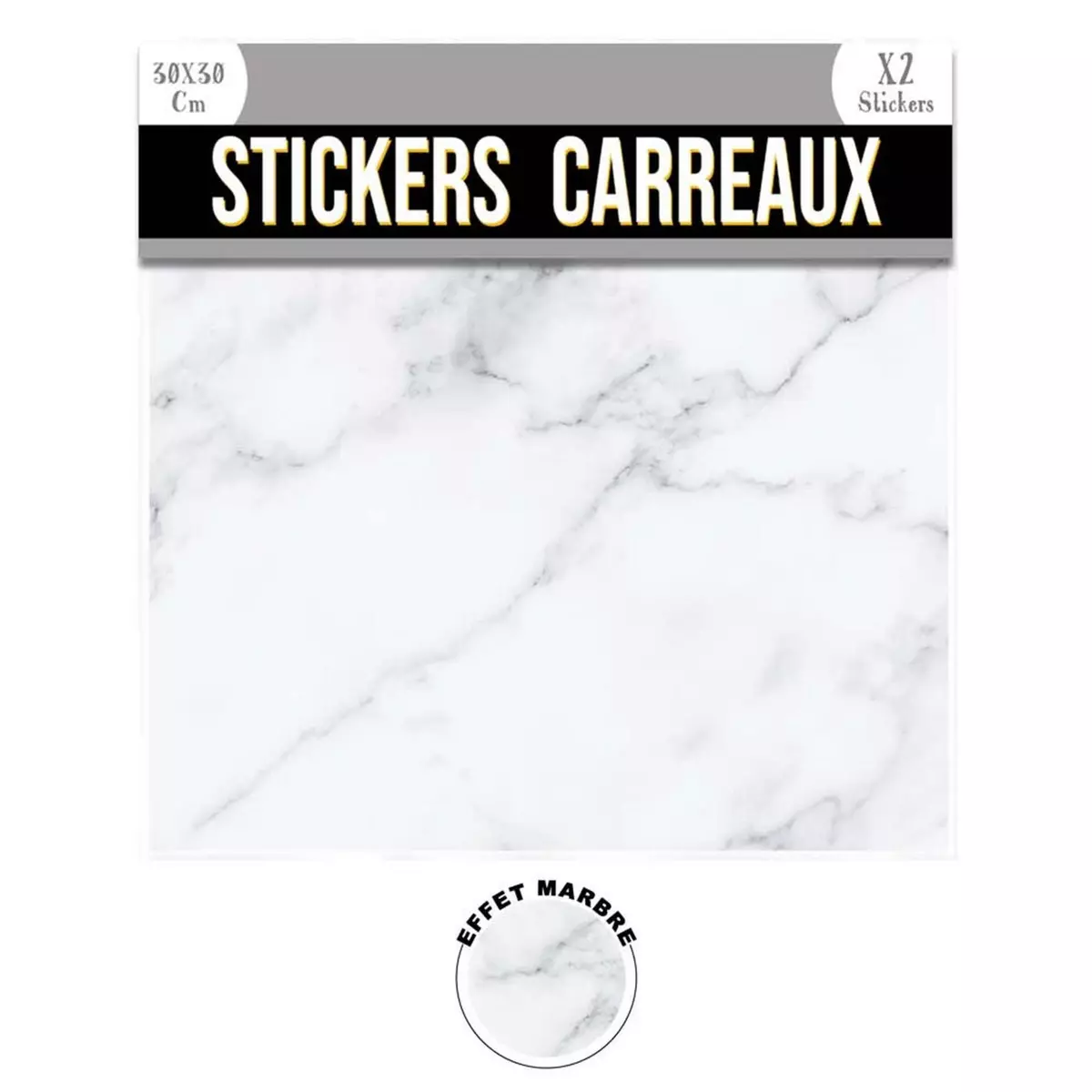 SUD TRADING 2 Stickers effet marbre - 30 x 30 cm - blanc